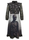 UNDERCOVER FRILLED BUTTERFLY PRINT DRESS,UC2A1701PCBLACK BASE
