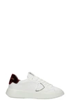 PHILIPPE MODEL TEMPLE SNEAKERS IN WHITE LEATHER,BTLDXE02