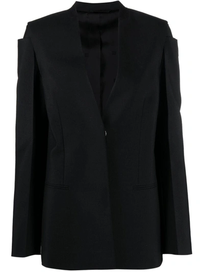 Givenchy Collarless Wool-blend Grain De Poudre Suit Jacket In Black