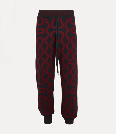 Vivienne Westwood Squiggle Leggings In Black/red Jacquard