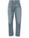 Agolde Blue High Rise Riley Jeans In Blue