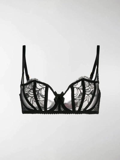 Agent Provocateur Rozlyn Underwired Lace-panel Sheer Bra In Black