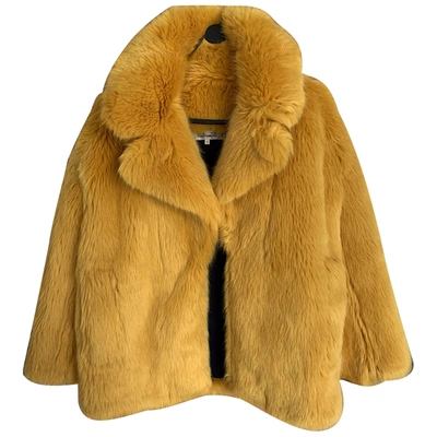 Pre-owned Diane Von Furstenberg Faux Fur Jacket In Yellow