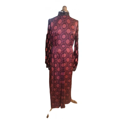 Pre-owned Dries Van Noten Silk Maxi Dress In Burgundy