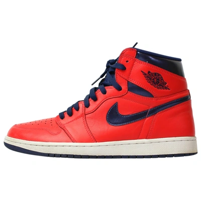 Pre-owned Jordan 1 Leather High Trainers In Red