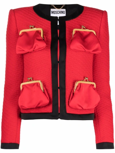 Moschino Purse Pockets Mat Jacket In Red