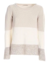 LE TRICOT PERUGIA STRIPED SWEATER IN BEIGE AND IVORY