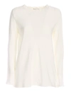 LE TRICOT PERUGIA GATHERED COLLAR BLOUSE IN WHITE