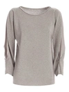 LE TRICOT PERUGIA SILK INSERTS DETAILED SWEATER IN GREY