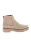 Santoni Suede Ankle Boots In Beige In Beige