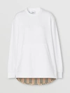 Burberry Vintage Check Panel Cotton Oversized Sweatshirt In White
