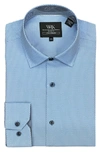 Wrk W.r.k Trim Fit Broken Stripe Performance Dress Shirt In Blue
