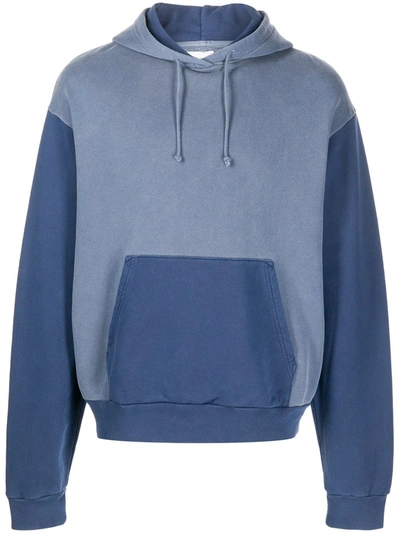 John Elliott 1992 Two-tone Cotton Hoodie In Pacific