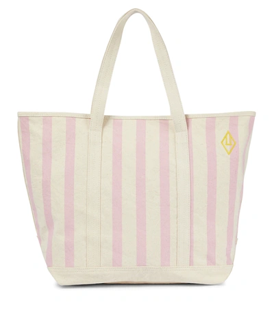 The Animals Observatory Kids Off-white & Pink Stripe Tote In Multicoloured