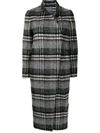 LORENA ANTONIAZZI WRAP-STYLE CHECK SINGLE-BREASTED COAT