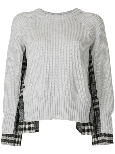 Lorena Antoniazzi Mixed-fabric Deconstructed Sweater In Grey