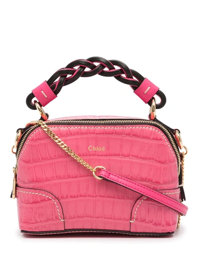 Chloé Mini Daria Crossbody Bag In Hot Pink