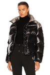 Moncler Cuscute Metallic Collar Down Puffer Jacket In Black