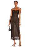 Miaou Thais Semi-sheer Stretch Recycled-polyester Maxi Dress In Black Monogram