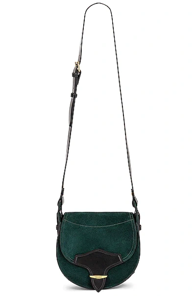 Isabel Marant Botsy Leather-trimmed Suede Shoulder Bag In Green