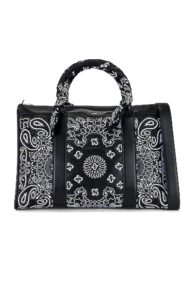 Amiri Embroidered Leather Holdall In Black