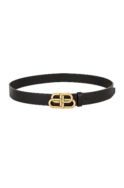 Balenciaga Leather Bb Belt In Black