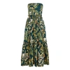 Cara Cara Torres Green Printed Cotton Midi Dress In Green