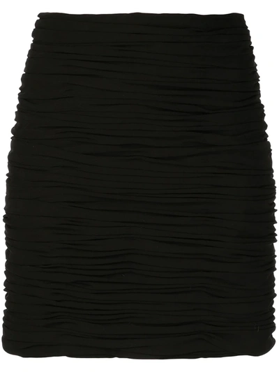 Khaite Moira Ruched Viscose Mini Skirt In Black