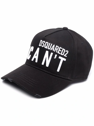 Dsquared2 I Can't Logo-embroidered Cap In Black