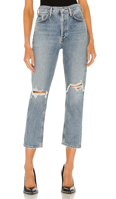Agolde Riley High-rise Straight Cropped Jeans In Escalate