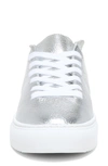 Sam Edelman 'poppy' Metallic Leather Sneakers In Soft Silver