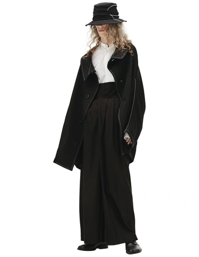 Y's Coat With Contrasting Seams In Black