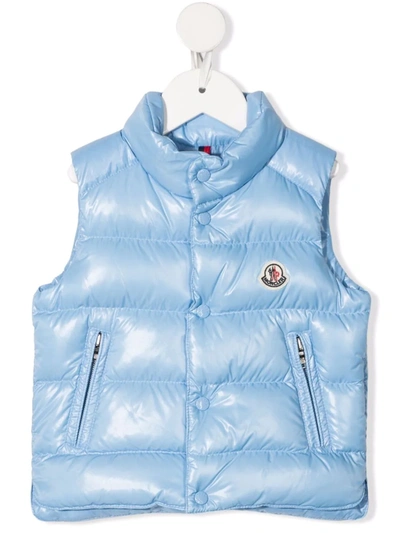 Moncler Babies' Padded Logo-patch Waistcoat In 蓝色