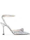 MACH & MACH DOUBLE BOW 100MM CRYSTAL-EMBELLISHED PUMPS