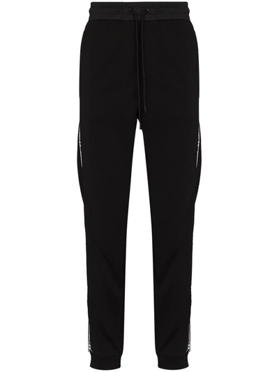 Moncler Branded-tape Cotton-jersey Jogging Bottoms In Black