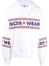 Gcds White Logo Hood Sweatshirts In Weiss