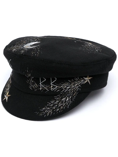 Ruslan Baginskiy Star-embroidered Baker Boy Cap In Schwarz