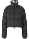 Burberry Alsham Cropped Down Bomber Jacket In Schwarz