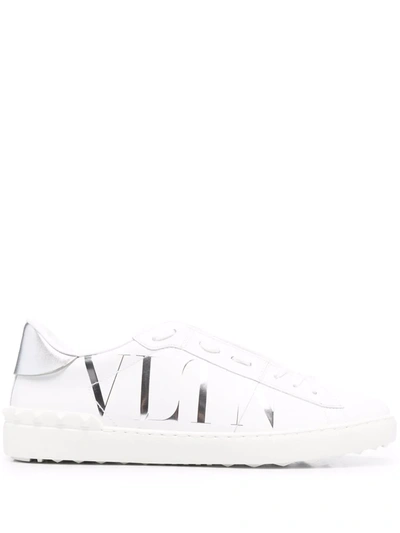 Valentino Garavani Open Sneakers With Vltn Print In Leather In White