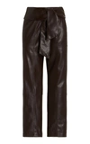 Simkhai Tessa Vegan Leather Cropped Trousers In Brown