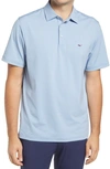 Vineyard Vines Stripe Sankaty Short Sleeve Performance Polo In Maui Blue Pebble