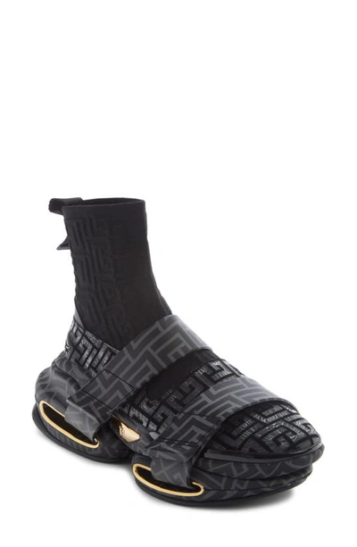Balmain Knit B-bold High-top Trainers With Straps In 0pa Noir