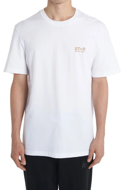 Golden Goose Star Logo Graphic Cotton Tee In White/ Gold