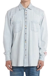 Golden Goose Golden Collection Bleached Denim Shirt In Light Blue