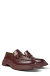 Camper Walden Platform Penny Loafers In Burgundy