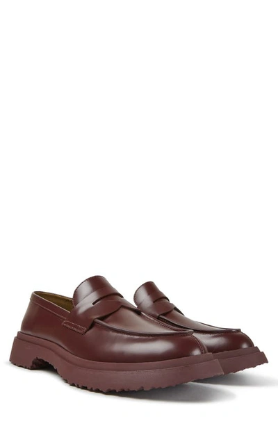 Camper Walden Platform Penny Loafers In Burgundy