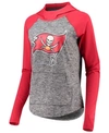 G-III 4HER BY CARL BANKS WOMEN'S HEATHERED GRAY, RED TAMPA BAY BUCCANEERS CHAMPIONSHIP RING PULLOVER HOODIE