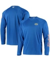 COLUMBIA MEN'S PFG ROYAL FLORIDA GATORS TERMINAL TACKLE OMNI-SHADE LONG SLEEVE T-SHIRT