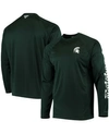 COLUMBIA MEN'S PFG GREEN MICHIGAN STATE SPARTANS TERMINAL TACKLE OMNI-SHADE LONG SLEEVE T-SHIRT