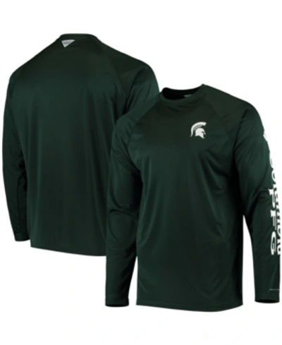 Columbia Men's Pfg Green Michigan State Spartans Terminal Tackle Omni-shade Long Sleeve T-shirt